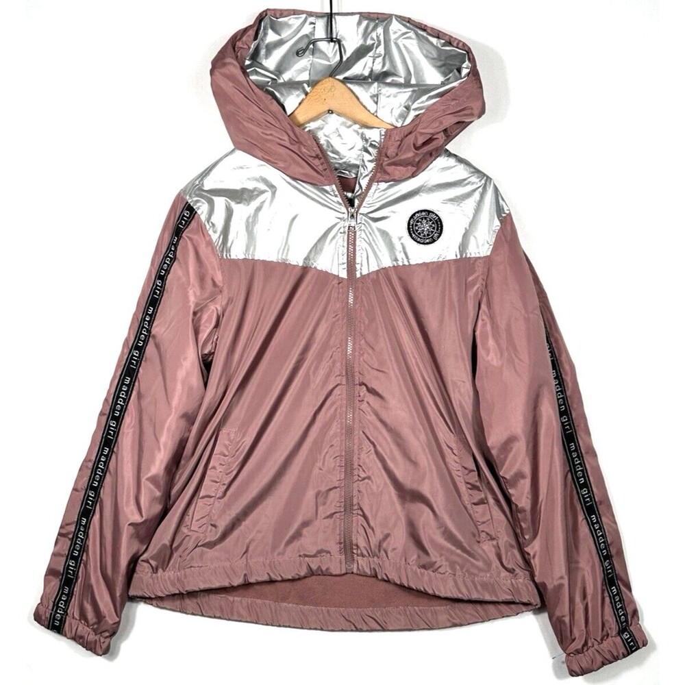 NWT Madden Girl Women's Lightweight Outerwear Hooded Jacket Dusty Rose Pink XL